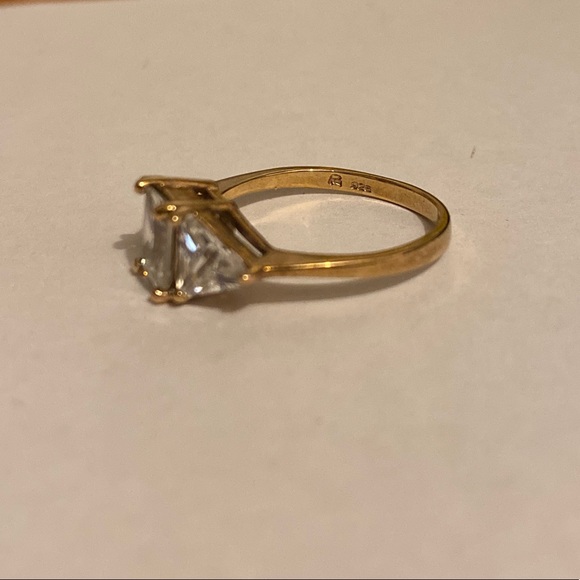 Vintage 3 Stone CZ Gold over Sterling Ring - Picture 8 of 11